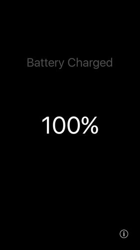Screen showing percentage of battery remaining